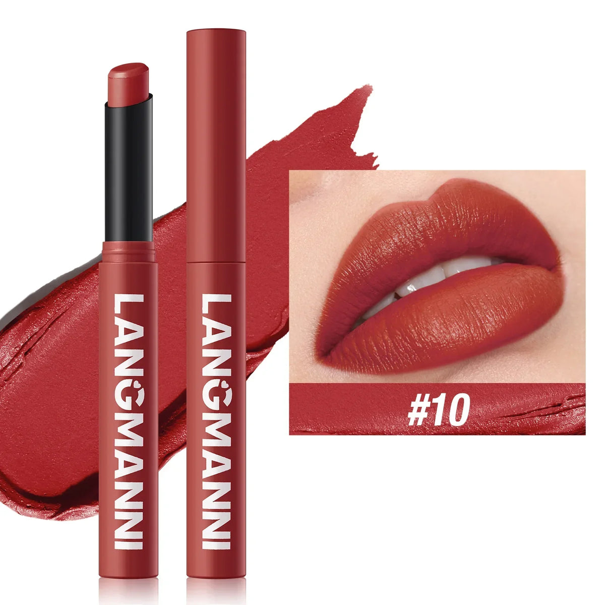 Blushimmer 12-color matte lipstick set with long-lasting, waterproof velvet finish lipstick pens and non-stick cups.