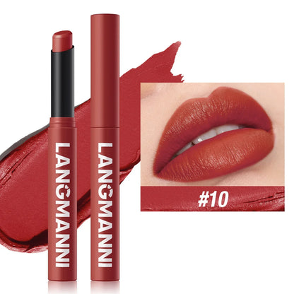 Blushimmer 12-color matte lipstick set with long-lasting, waterproof velvet finish lipstick pens and non-stick cups.
