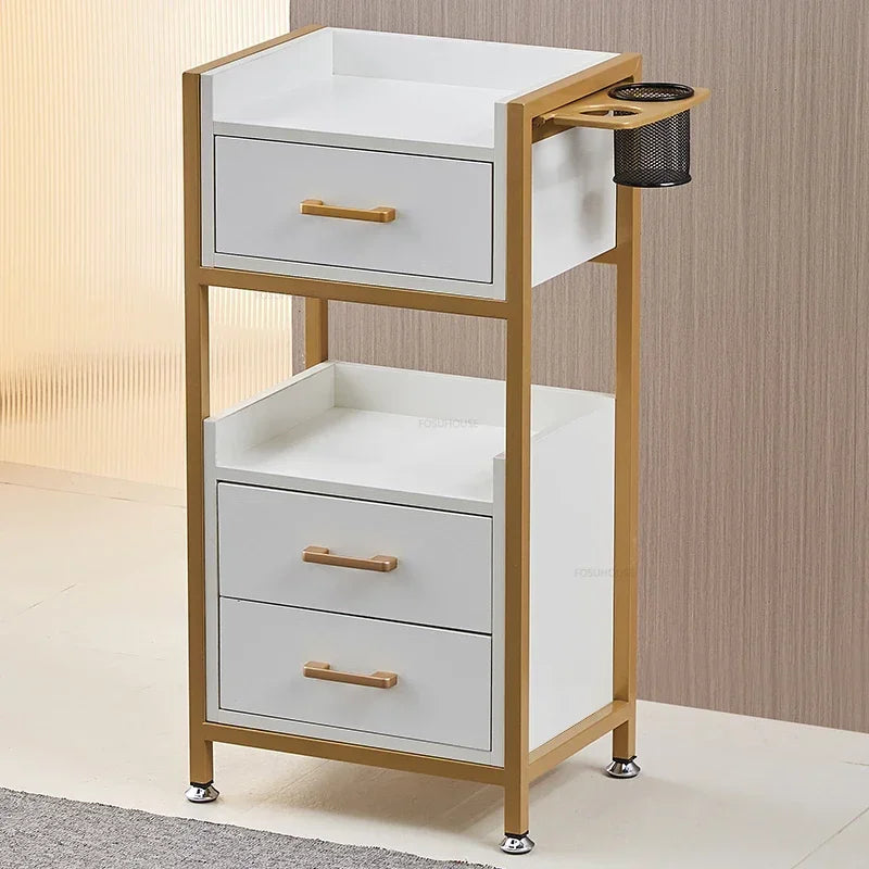 Modern Salon Trolleys with Drawers Designer Salon Furniture Auxiliary Tool Cart with Wheels Beauty Salon Professional Equipment