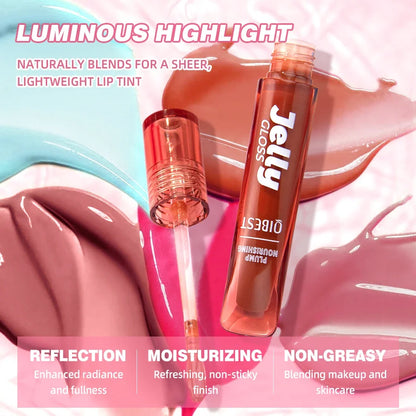 Blushimmer QIBEST Mirror Pearl Jelly Lipgloss featuring hydrating, lightweight, watery crystal finish on smooth lips.