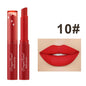 Blushimmer matte waterproof lipstick with velvet finish, showing a rich, non-fading, moisturizing lip color in a sleek tube.