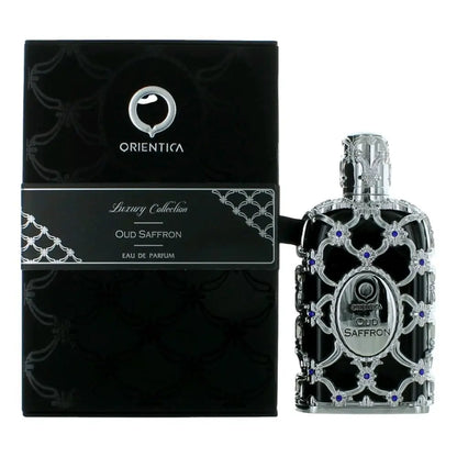 Orientica Luxury Collection Royal Amber Eau De Parfum bottle with Arabic vanilla and musk notes, elegant design for women and men