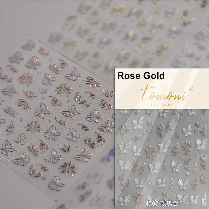 Blushimmer Jelly Butterfly 5D nail art sticker with rhinestones and crystal accents for DIY manicure decoration.