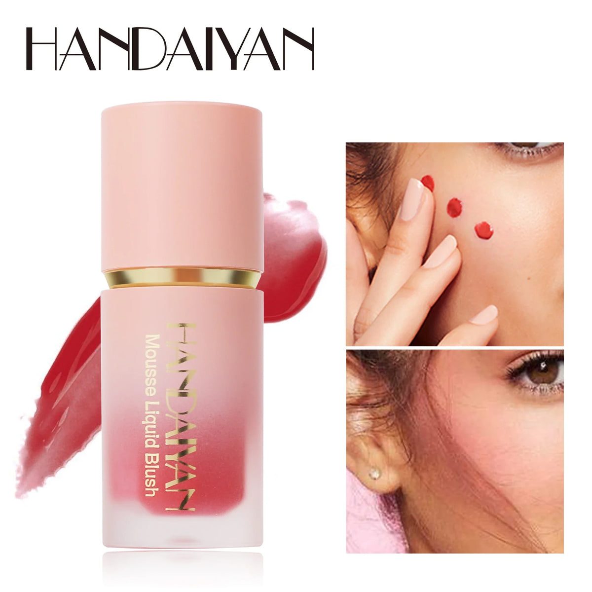 Blushimmer 6-color matte liquid blush set with sponge applicators, long-lasting waterproof formula, easy to apply on cheeks.