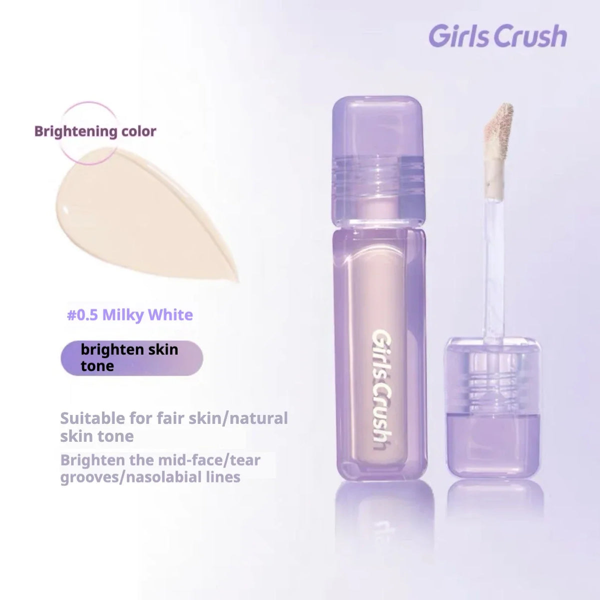 Blushimmer Girlscrush liquid concealer with brightening, velvet sunscreen for moist, smooth skin application and makeup hold