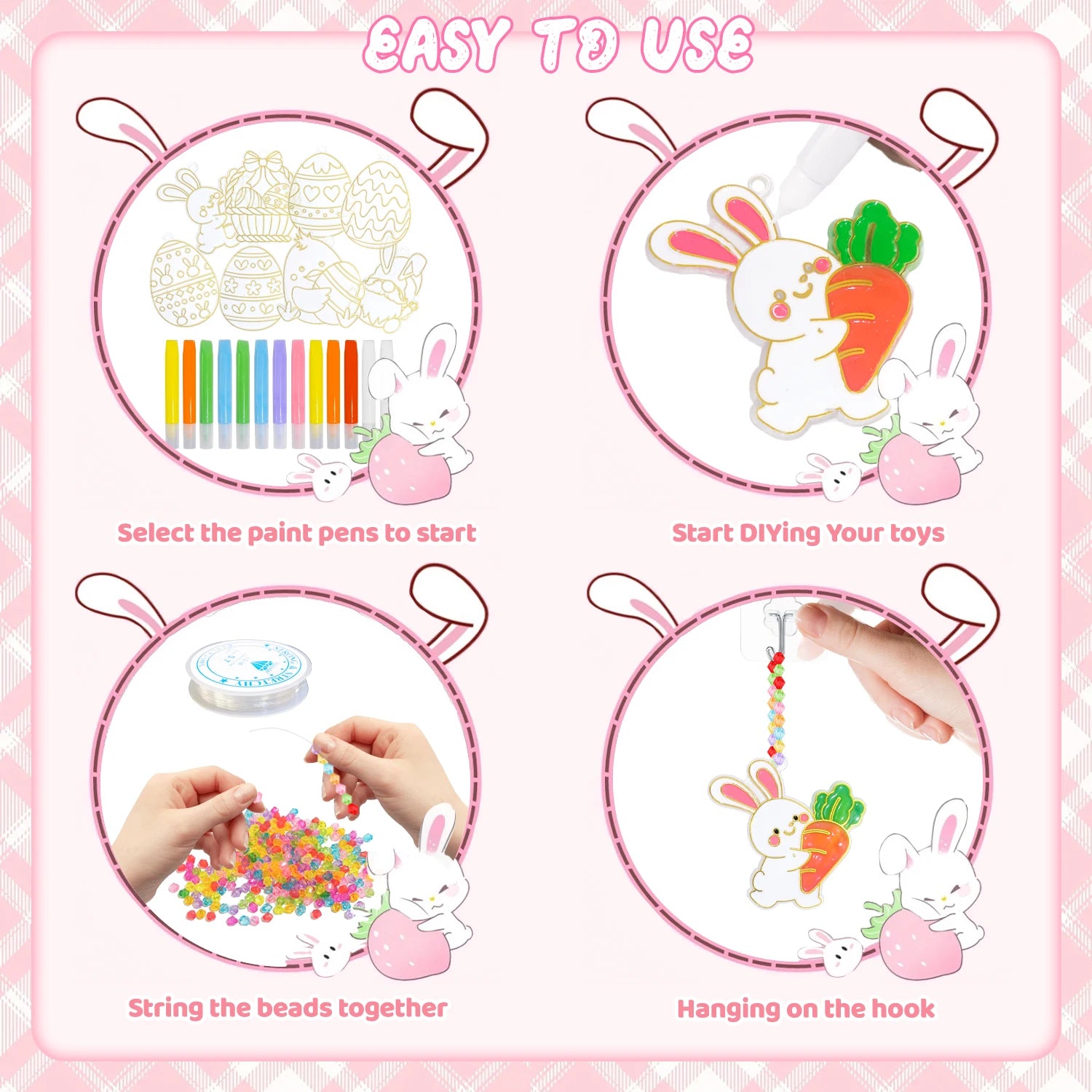 342 Pcs Easter Craft Kits, Create Your Own Easter Crafts for Easter Party, DIY Window Paint Art for Easter Holiday Decorations