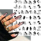 Black and white nail art stickers featuring sexy woman and girl designs for press-on nails and body decoration by Blushimmer.