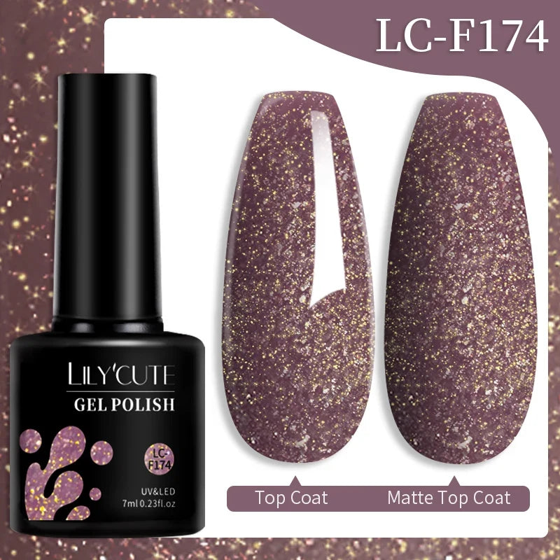Colorful LilYCute 7ml gel nail polish bottle from Blushimmer with semi-permanent, long-lasting UV gel varnish for nail art.