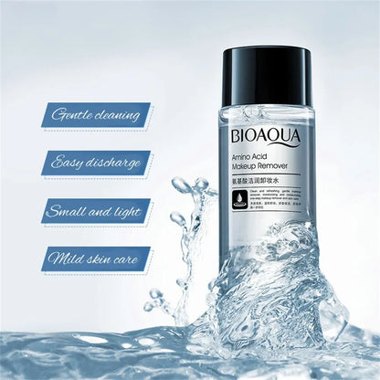 Blushimmer 50ML portable makeup remover cleansing liquid for face, eyes, lips, gentle water-based skin care, travel-friendly.