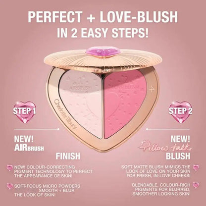Blushimmer C/T Two Tone Heart Blush in natural pink and peach shades, 13g, with smooth, flawless finish for a radiant look.