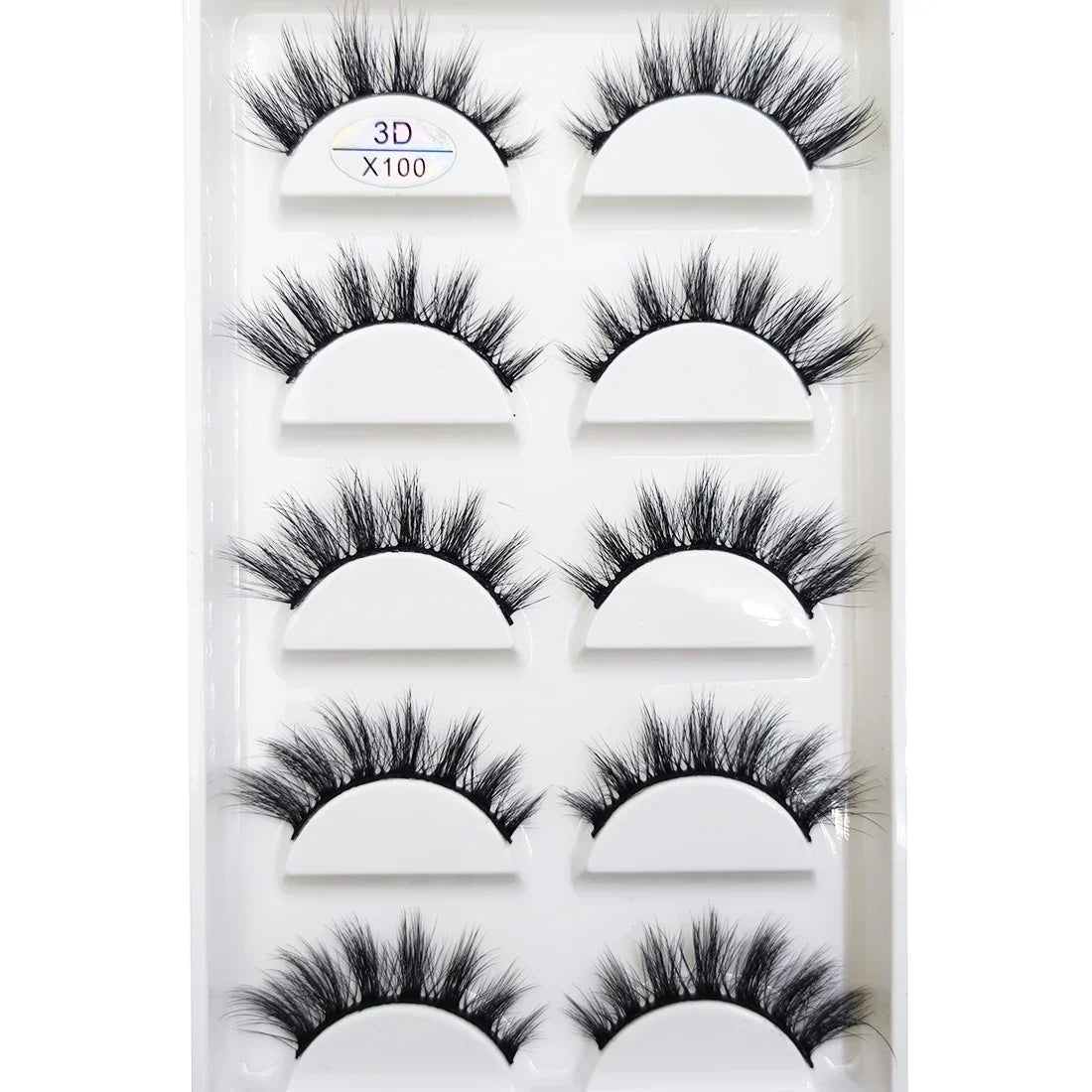 Set of five natural 3D mink false eyelashes by Blushimmer, featuring makeup tools and faux cils for beauty and makeup enhancement.