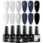 Blushimmer 6-piece nail gel polish set with vibrant, semi-permanent UV gel colors for all-season manicures and nail art designs.