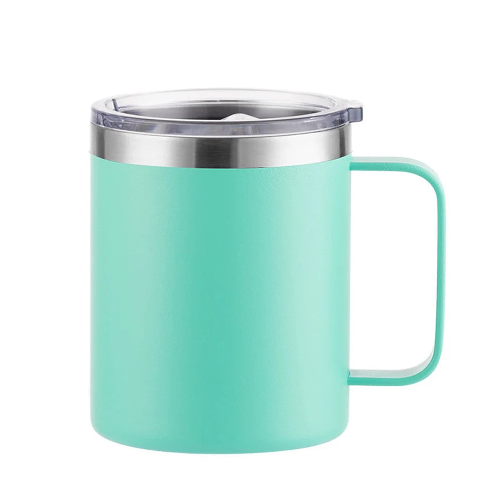 12oz Stainless Steel Mug with Handle Insulated Coffee Cup Insulated Tumbler Sliding Lid Gift for Camping, Office, Home, School