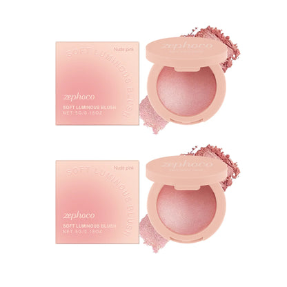 Blushimmer Pearl Blush with soft pink powder for a natural, radiant finish, featuring buildable, long-lasting light pink blush.
