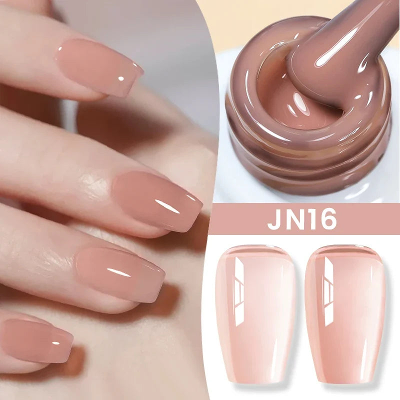 Blushimmer Born Pretty Jelly Nude Gel Nail Polish in light pink peach, translucent UV cure gel varnish for nail art at home