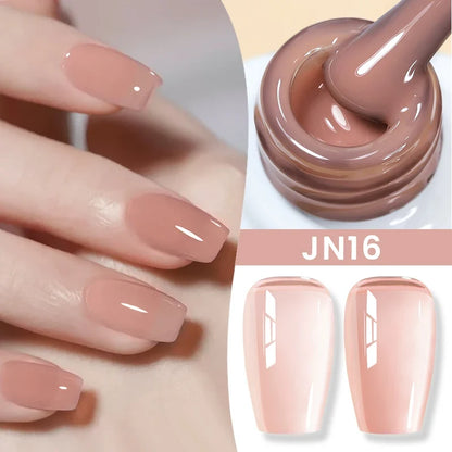 Blushimmer Born Pretty Jelly Nude Gel Nail Polish in light pink peach, translucent UV cure gel varnish for nail art at home