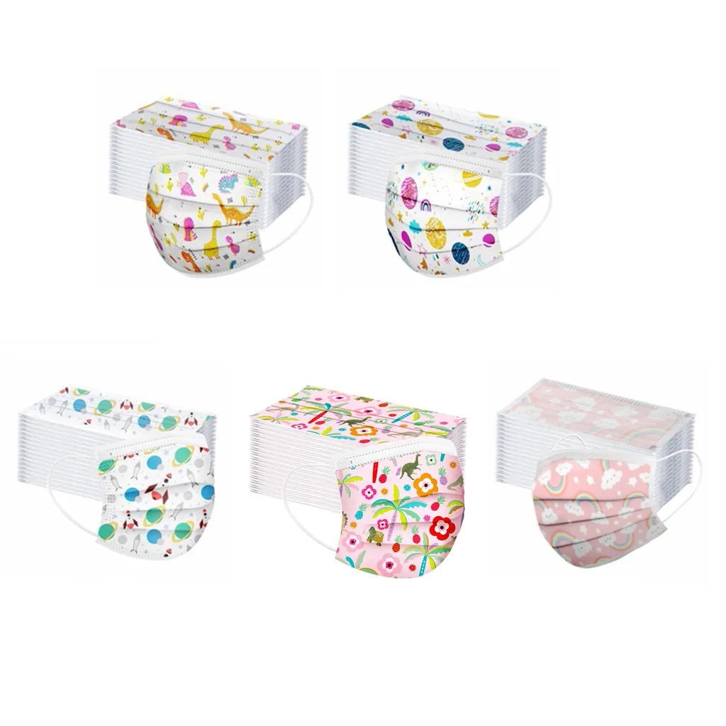 50pcs Cartoon Kids Disposable Mask 3 Layer Child Filter Hygiene Thicken Children's Face Mouth Mask Earloop mascarilla infantil