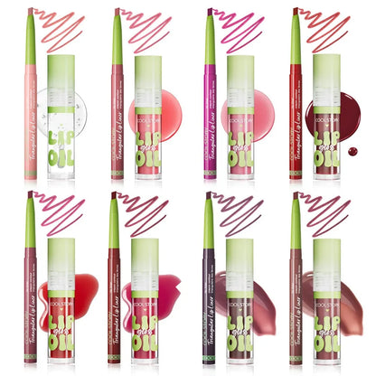 Blushimmer 3-piece lip liner and gloss set featuring dual-ended lipstick and smooth, buildable lip gloss for women.