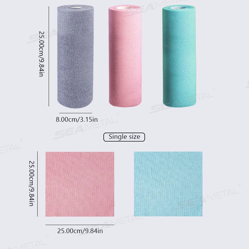 SEAMETAL Reusable Cleaning Wipe Car Household Kitchen Cloth Microfiber Towel Rolls Dish Rags Wash Paper Towel 20 Sheets/1 Roll
