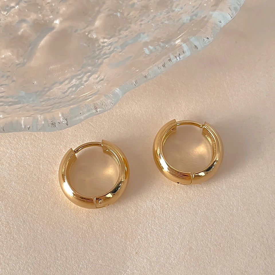 eManco Classic Round Stainless Steel Earrings For Women Men Geometric Circle Ear Buckle Fashion Huggie Daily Jewelry