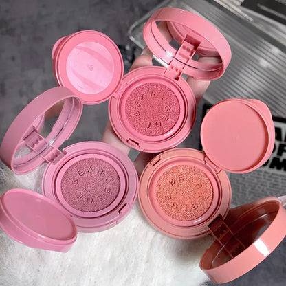 Blushimmer Cushion Blush in Blush Blendable Shade with Powder Puff, long-lasting makeup blusher for a natural rosy glow.