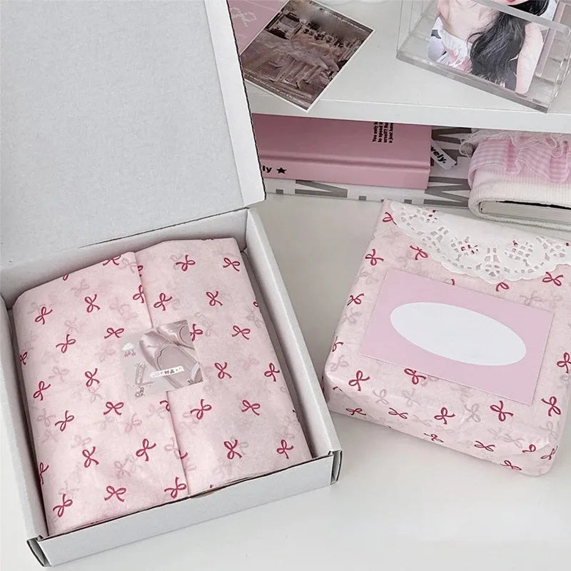 Pearl Paper (Xueli Paper) – Aesthetic Instagram-Style Gift Wrapping Paper with Elegant Bow Accents; Premium Packaging Material