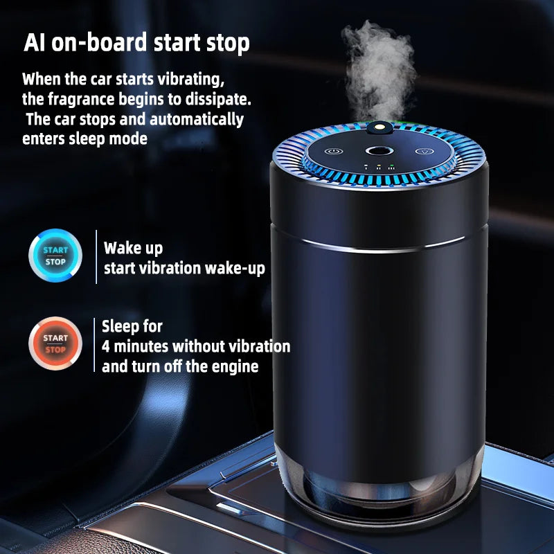 Smart Car Air Freshener with Projector Light - Car Star Top - USB Rechargeable Fragrance Diffuser - Adjustable Fragrance Intensi