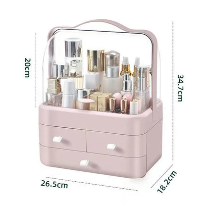 Blushimmer cosmetics receiving box and desktop makeup organizer with drawer, dust-proof storage for skincare and household items