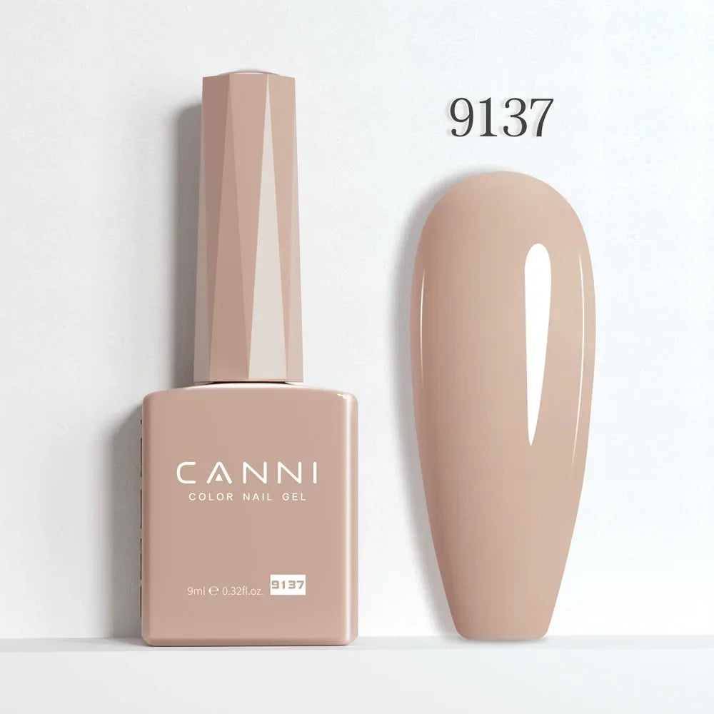 Blushimmer CANNI Hema Free Nail Gel Polish Fall Color Collection with semi-permanent diamond long wear top coat in a vibrant red jelly nude shade.