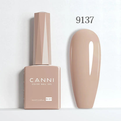 Blushimmer CANNI Hema Free Nail Gel Polish Fall Color Collection with semi-permanent diamond long wear top coat in a vibrant red jelly nude shade.