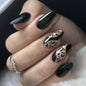 Blushimmer 3D bowknot pearl leopard French nude almond false nails with detachable press-on design and intricate nail art details