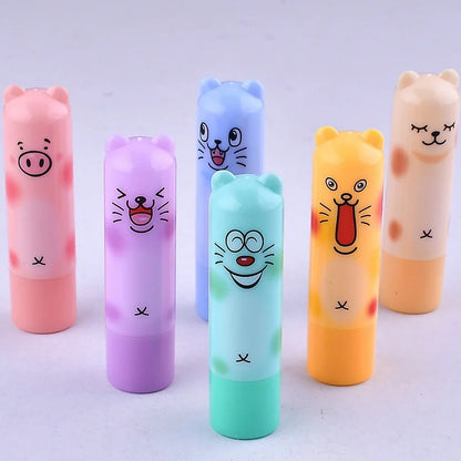 Set of 24 Blushimmer bear-shaped lip balms with clear, fruit-flavored moisturizing formula for kids' lips care and birthday gifts