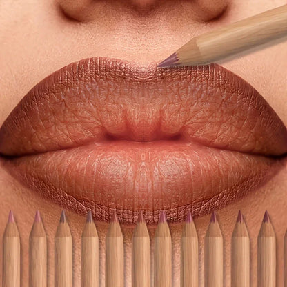 Set of 6 Blushimmer velvet matte lip liners in shades of berry, brown, and pink, designed for long-lasting lip makeup.
