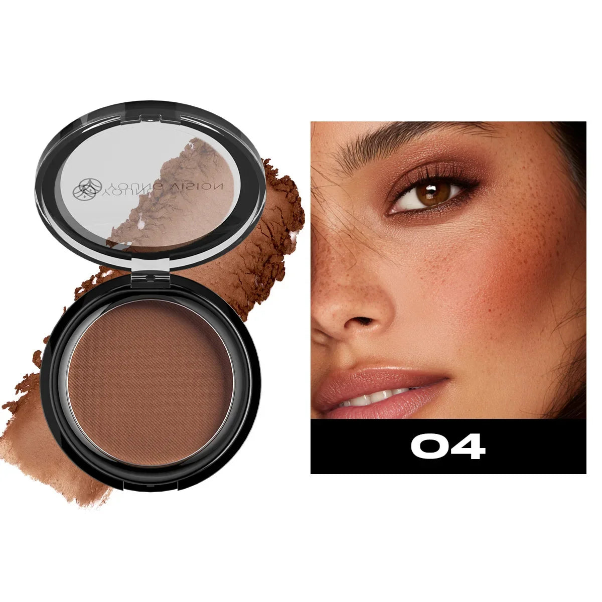Blushimmer Silky Matte Bronzer Contour Powder with 3D face shaping for long-lasting deep contouring and nose shadow.