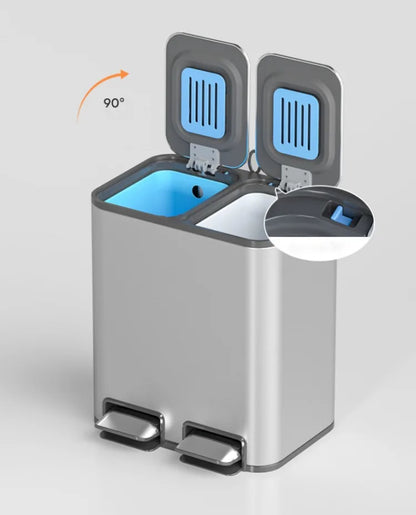 Trash Can 9L+9L Lid Double Kitchen Large Trash Bin Bathroom Bedroom Toilet Stainless Steel Litter Bins Garbage Cube with Pedal