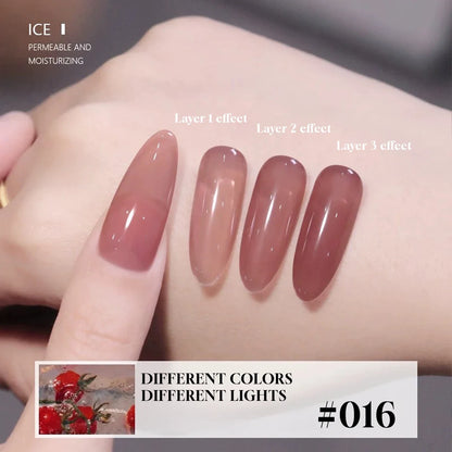 Blushimmer Mianel Japanese style fairy gel nail polish in white pink nude and ice clear shades for summer nail designs.