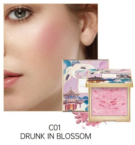 Blushimmer Catkin Eternal Love Rosy Cranes blush compact with pink and beige shades and floral design, long-lasting natural blush.