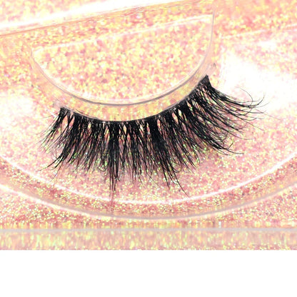 Blushimmer 3D Mink Fluffy Half False Eyelashes with clear band, natural soft, lightweight, reusable short eye strip lash extension