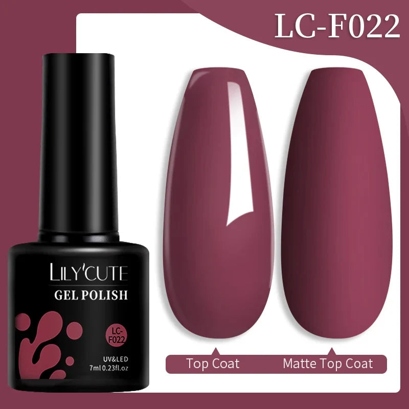 Colorful LilYCUTE gel nail polish bottle by Blushimmer, 7ml, showing vibrant semi-permanent nail art UV gel varnish.