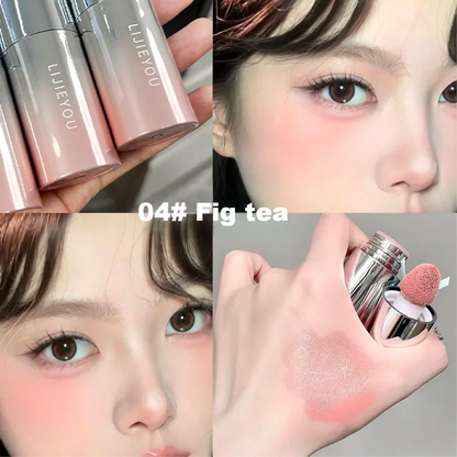 Blushimmer Vitality Liquid Blush and Lip Tint in a sleek bottle, showcasing its moisturizing, long-lasting, multi-use formula for lips and cheeks.
