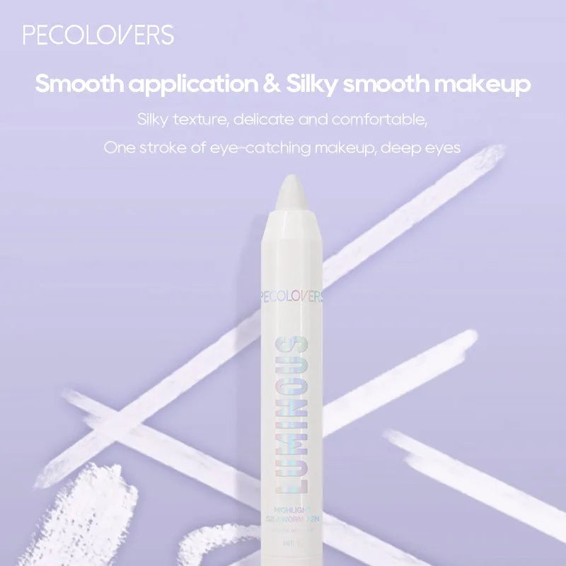 Blushimmer brightening highlighter pen with waterproof, matte pearly glitter white silvery eyeliner and eyeshadow stick.