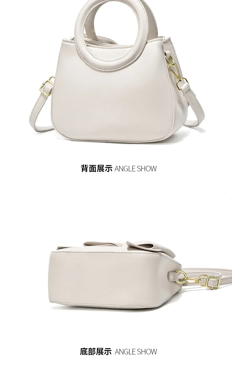 Fashion Casual Handbags For Women Cute Bow Black White Blue Kahki PU Handbags Trendy Daily Shoulder Underarm Bags bolsa feminina