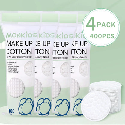Set of 100 or 200 Blushimmer soft cotton pads with double-sided texture for gentle facial cleansing and makeup removal.