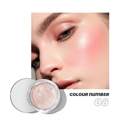 Blushimmer 9-color liquid highlighter set with waterproof, fade-resistant formula for cheeks, eyes, lips, face, and body.