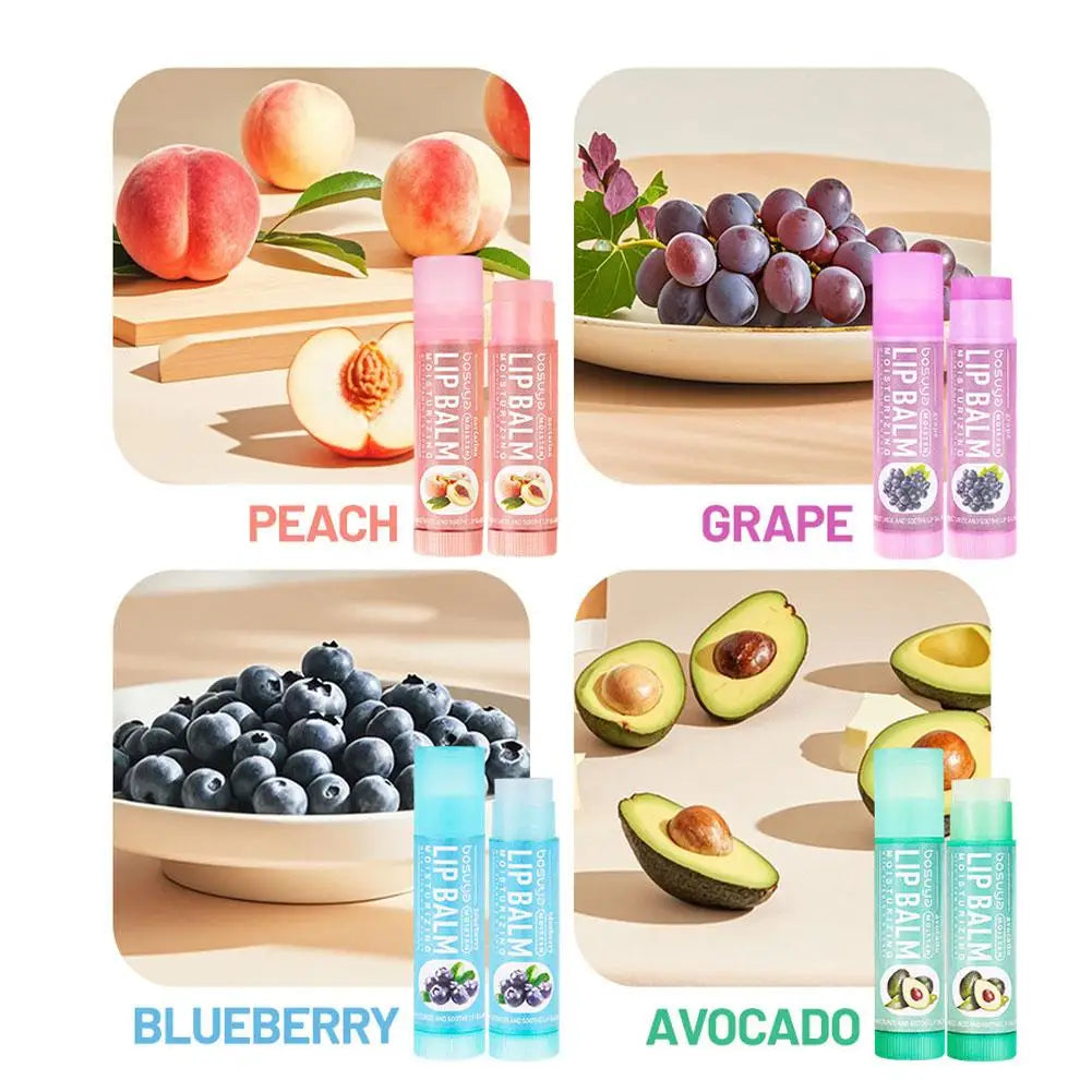 Assorted fruit flavor Blushimmer lip balm set with 6 or 24 pieces, hydrating and nourishing for dry lips and fine lines.
