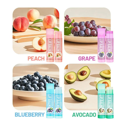 Assorted fruit flavor Blushimmer lip balm set with 6 or 24 pieces, hydrating and nourishing for dry lips and fine lines.