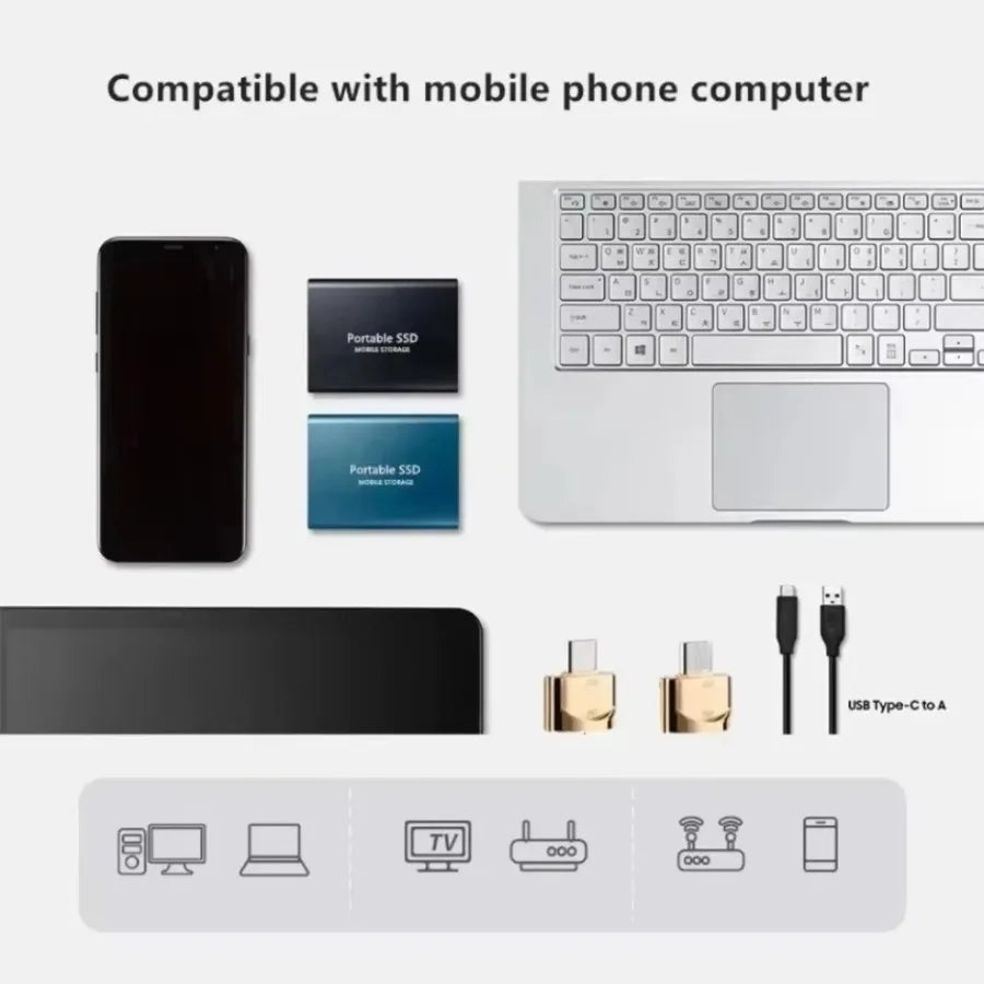 Portable Hard Drive 16TB Solid Disk High Speed External Hard Disk USB 3.1 Type-C Solid State Drive for PC/Phone/Loptop