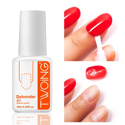 Blushimmer 10ml debonder glue for false nails removal, rhinestone remover tool, fast-dissolving liquid for manicure accessories.