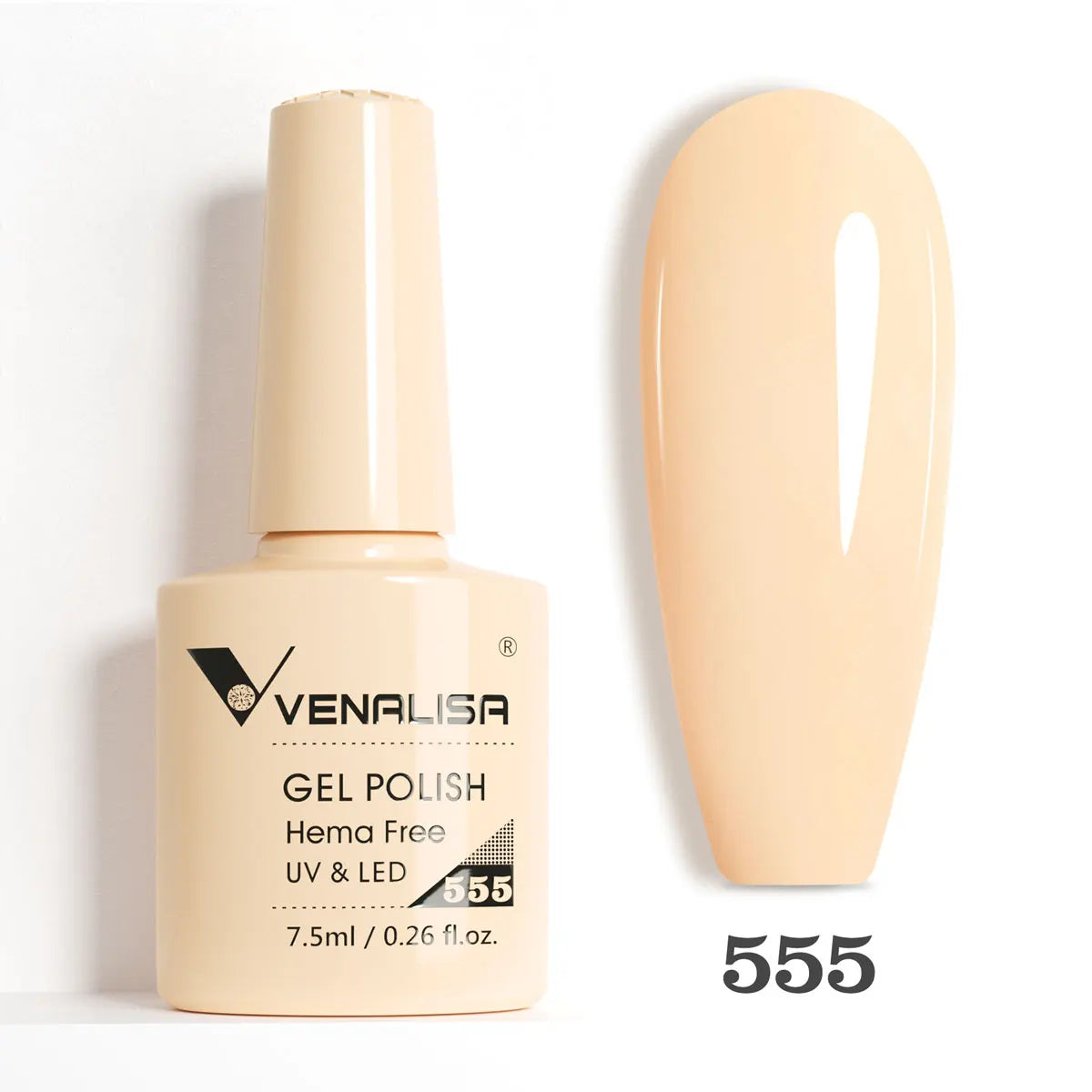 Venalisa Blushimmer glitter gel polish in pink nude for French nails, UV and LED soak-off gel with full coverage and shimmer finish.