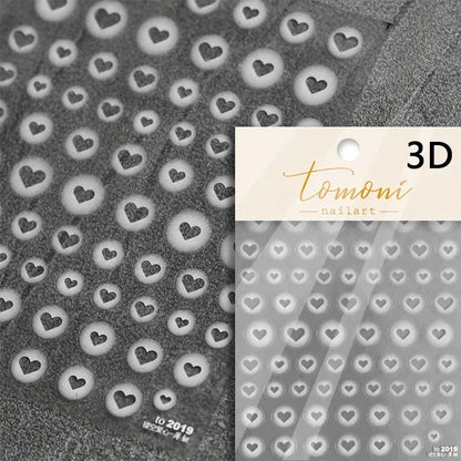 Colorful Cat's Eye 5D gradient love heart gem nail art stickers with geometric wing design for manicures by Blushimmer.